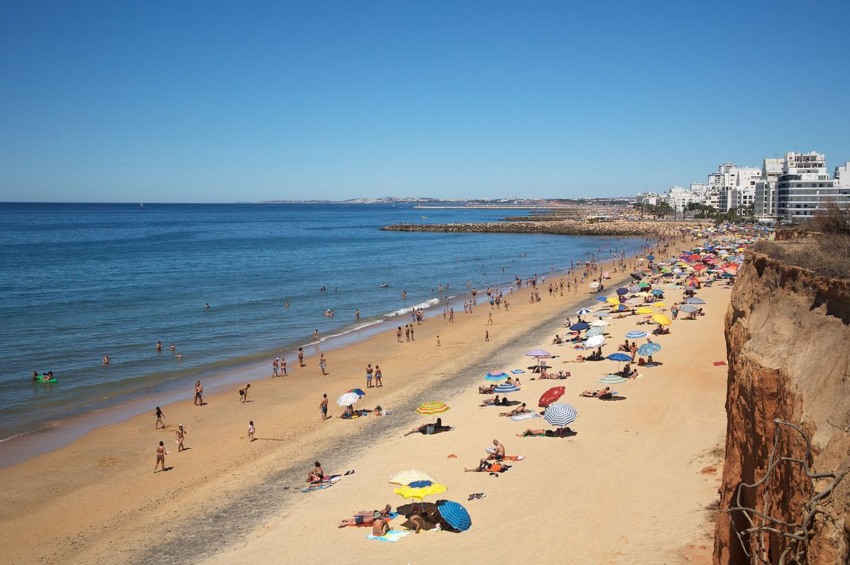 A photo of Praia do Forte Novo west of the town of Quarteira, Algarve, Portugal.