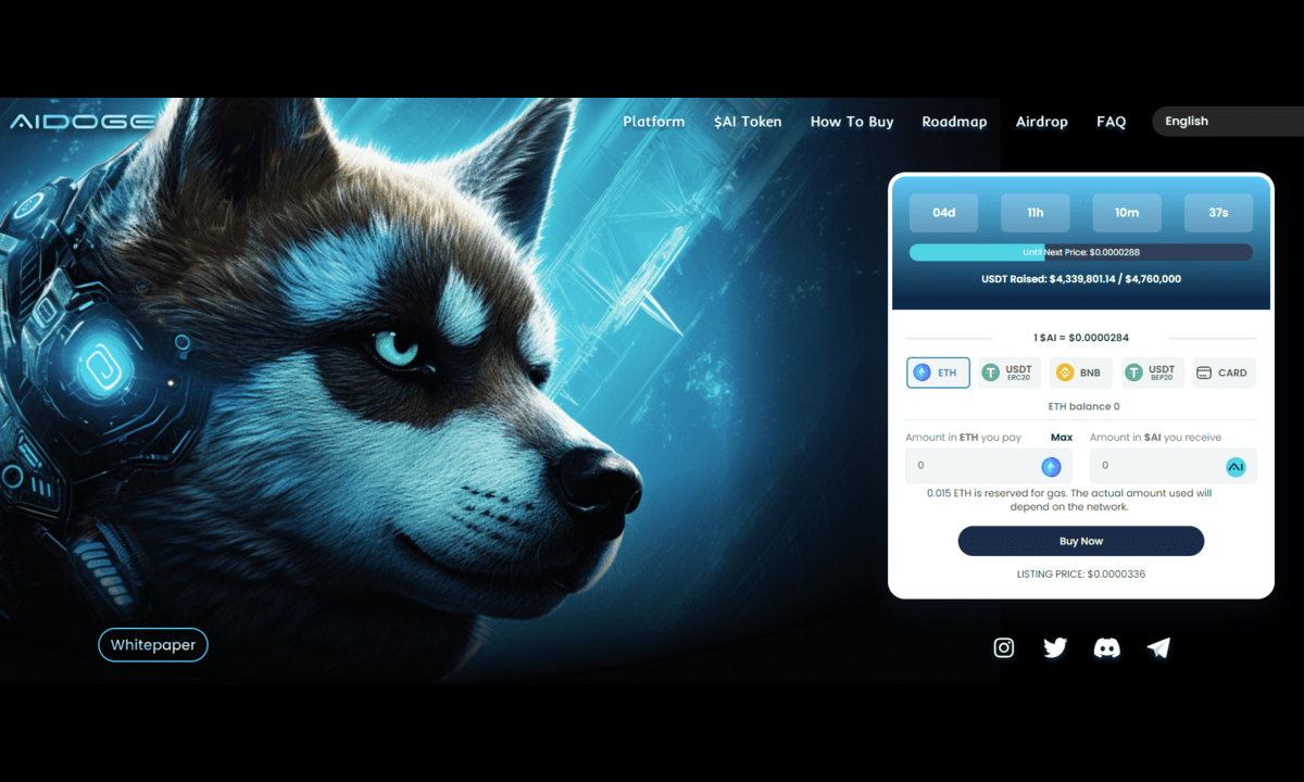 Pepe Price Down and Luna Price Dips 7%, While AiDoge Nears $5m