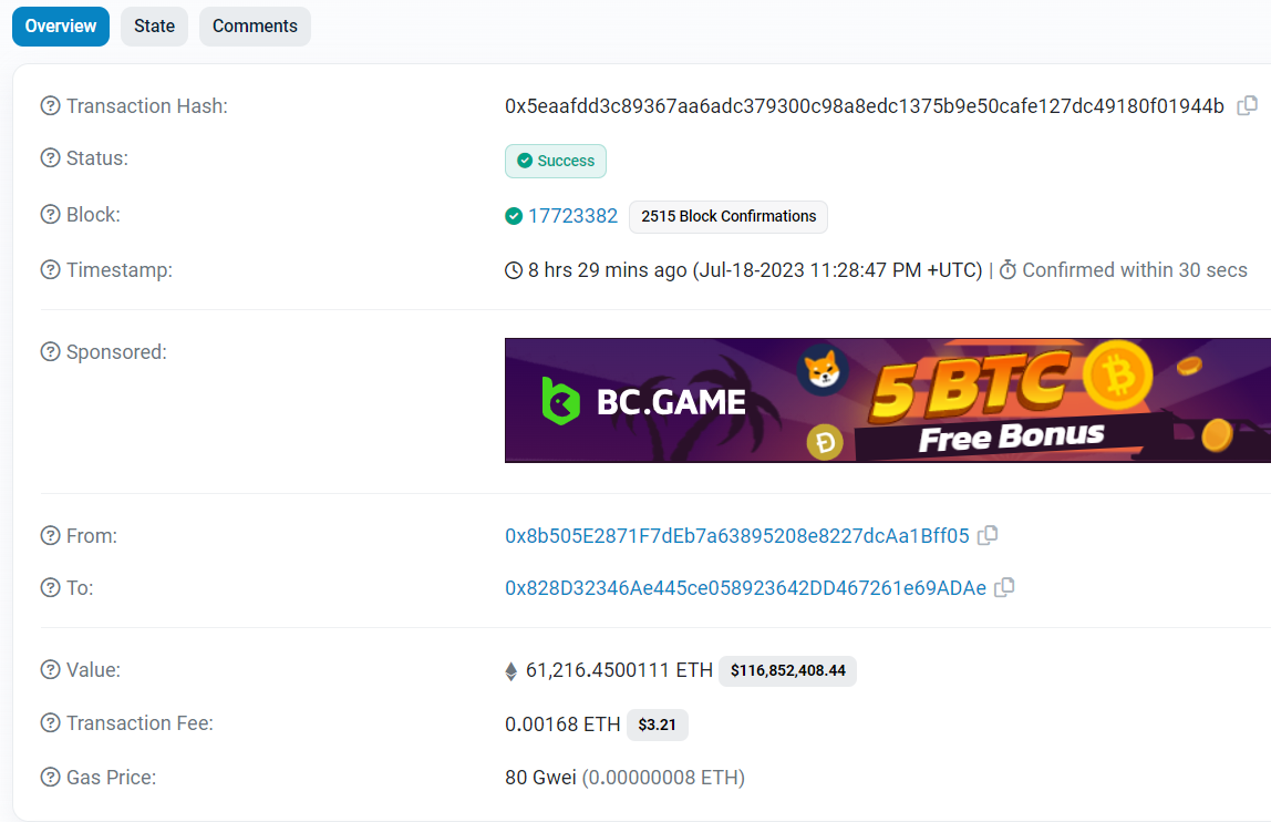 Ethereum Transaktion Etherscan