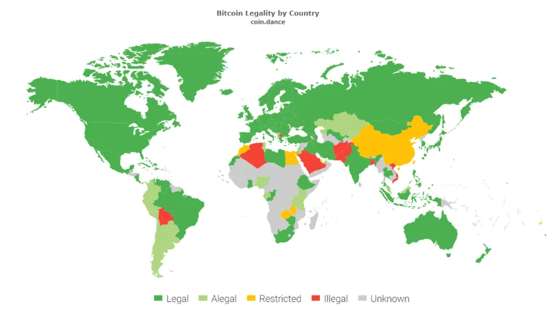 map of countries where crypto is legal